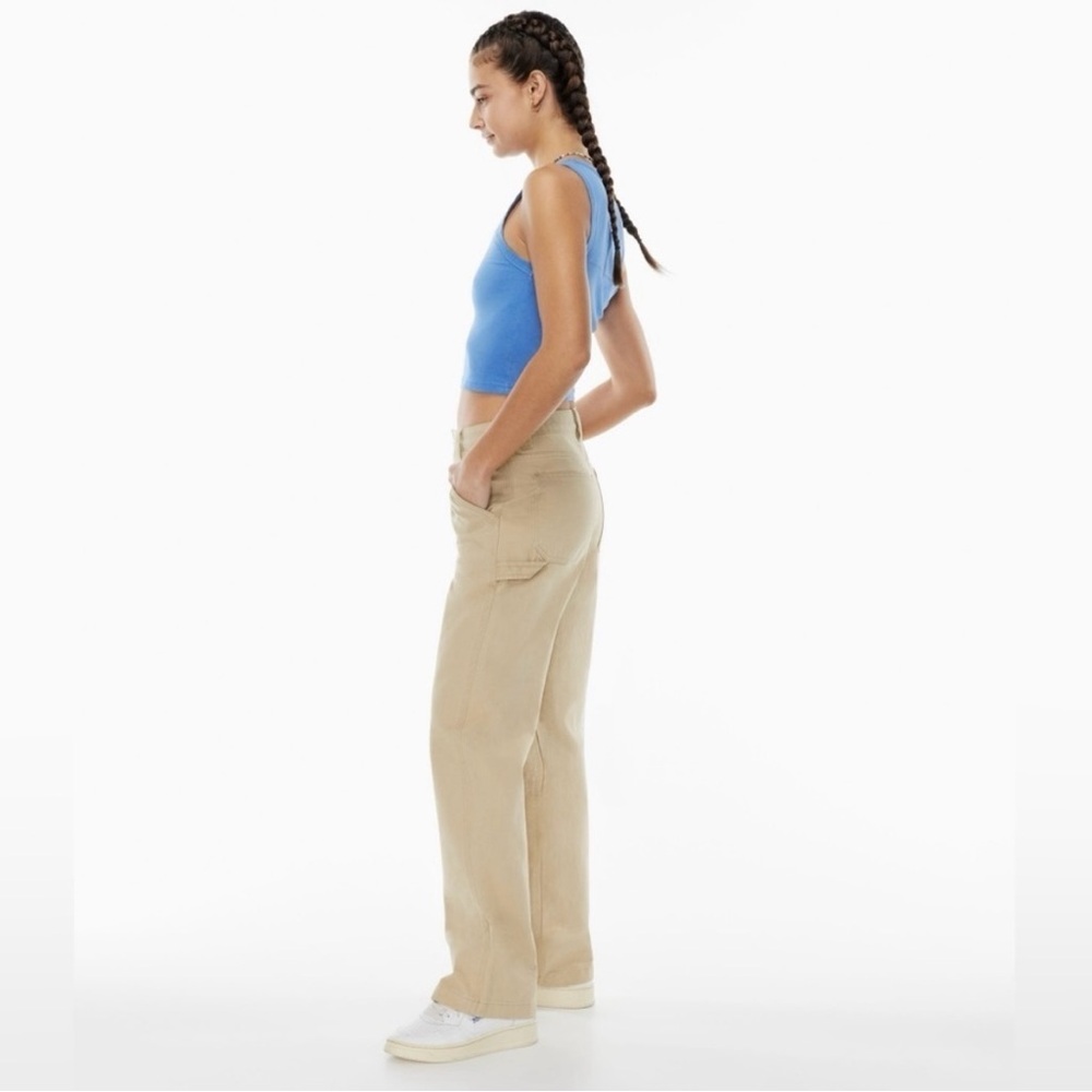 Aritzia TNA High-waisted relaxed twill wide leg pants Greenwich Pant size 0